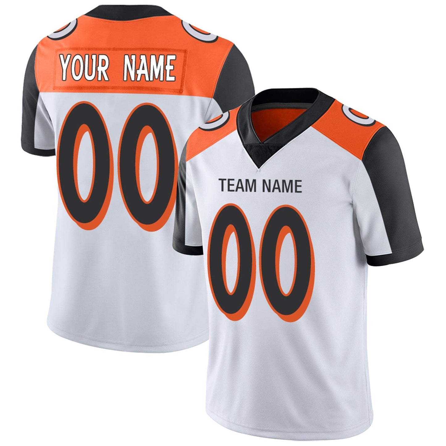 Custom C.Bengals Football Jerseys Team Player or Personalized Design Your Own Name for Men's Women's Youth Jerseys Orange view 3