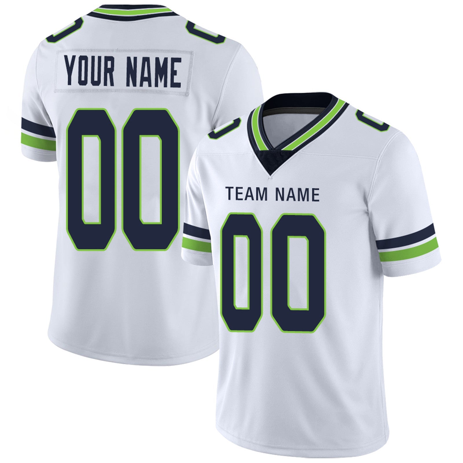 Custom S.Seahawks Football Jerseys Team Player or Personalized Design Your Own Name for Men's Women's Youth Jerseys Navy view 2