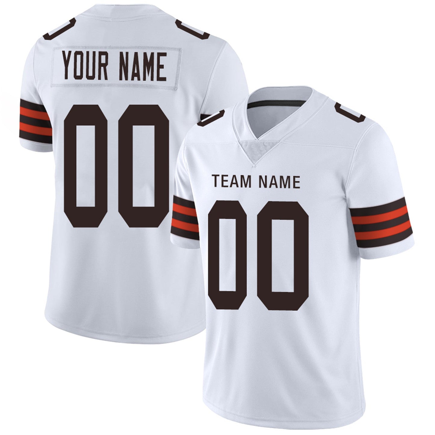 Custom C.Browns Football Jersey Team Player or Personalized Design Your Own Name for Men's Women's Youth Jerseys Brown view 3