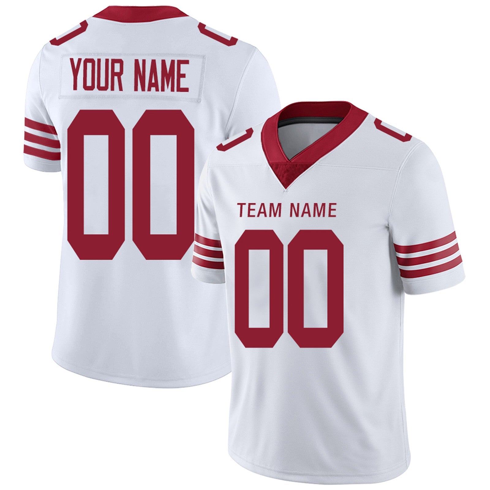 Custom SF.49ers Football Jerseys Team Player or Personalized Design Your Own Name for Men's Women's Youth Jerseys Red view 2