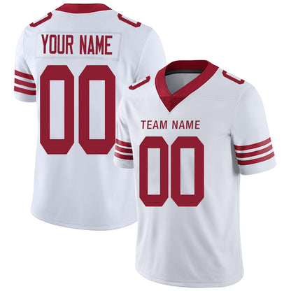 Custom SF.49ers Football Jerseys Team Player or Personalized Design Your Own Name for Men's Women's Youth Jerseys Red view 2