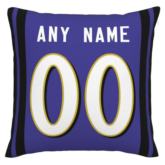 Custom B.Ravens Pillow Purple Football Team Decorative Throw Pillow Case Print Personalized Football Style Fans Letters & Number Birthday Gift Football Pillows - Main View