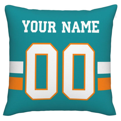 Custom M.Dolphins Pillow Decorative Throw Pillow Case - Print Personalized Football Team Fans Name & Number Birthday Gift Football Pillows - Main View
