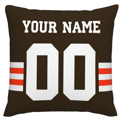 Custom C.Browns Pillow Decorative Throw Pillow Case - Print Personalized Football Team Fans Name & Number Birthday Gift Football Pillows - Main View