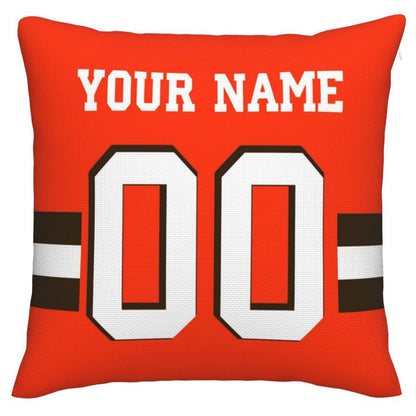 Custom C.Browns Pillow Decorative Throw Pillow Case - Print Personalized Football Team Fans Name & Number Birthday Gift Football Pillows view 2