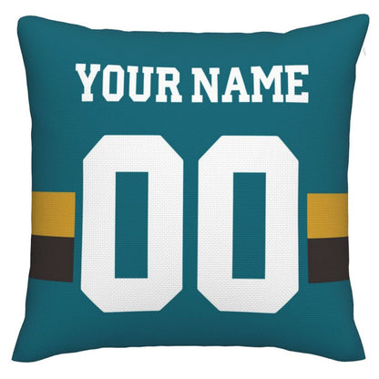 Custom J.Jaguars Pillow Decorative Throw Pillow Case - Print Personalized Football Team Fans Name & Number Birthday Gift Football Pillows view 2