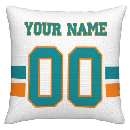 Custom M.Dolphins Pillow Decorative Throw Pillow Case - Print Personalized Football Team Fans Name & Number Birthday Gift Football Pillows view 3