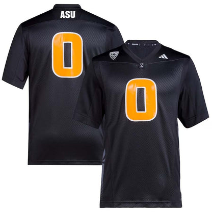 #0 A.State Sun Devils 2023 Premier Jersey - Black Stitched American College Jerseys - Main View