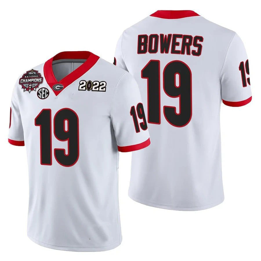 G.Bulldogs #19 Brock Bowers White College Football Jersey Stitched American College Jerseys - Main View