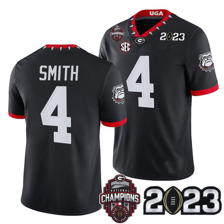G.Bulldogs #4 Nolan Smith BLACK College Football Jersey Stitched American College Jerseys - Main View