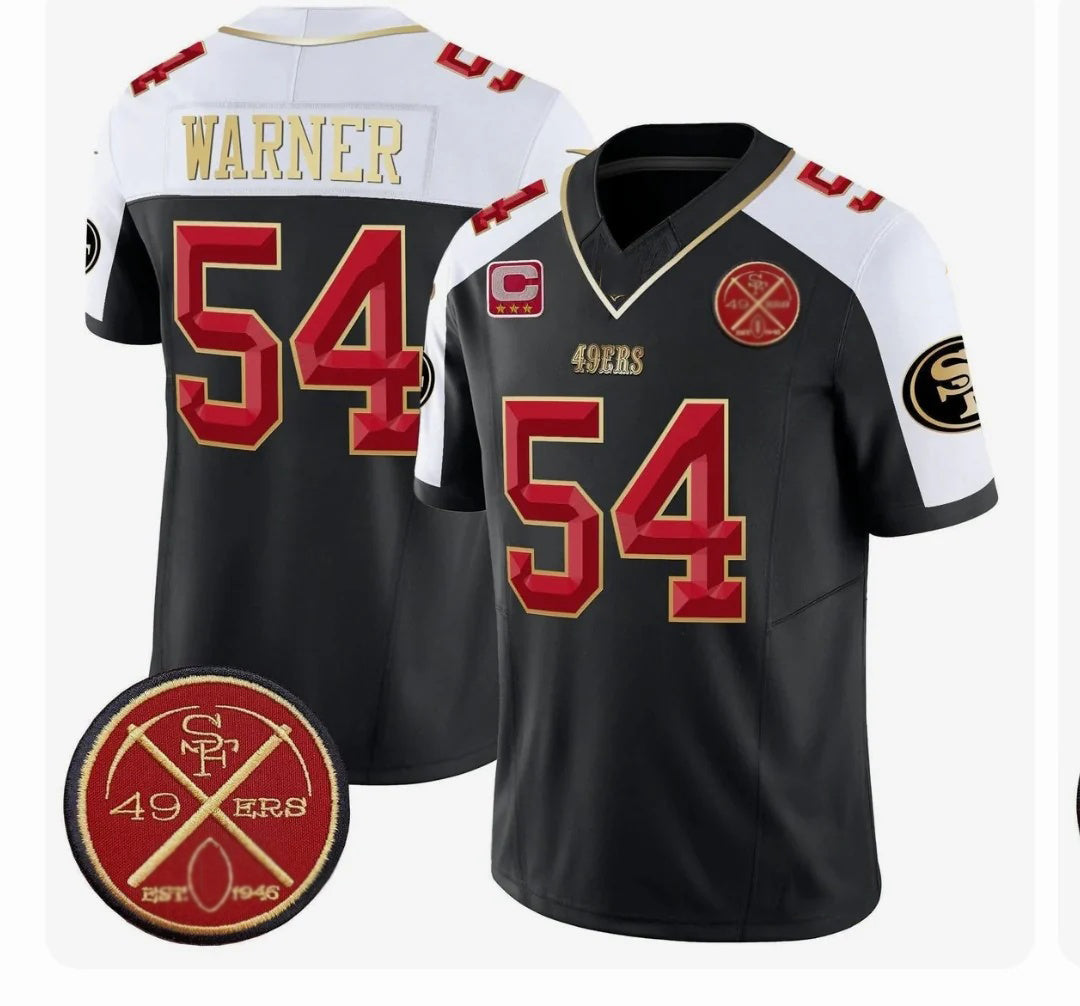 SF.49ers #54 Fred Warner Est.1946 Patch Vapor Limited Jersey V2 - All Stitched American Football Jerseys - Main View
