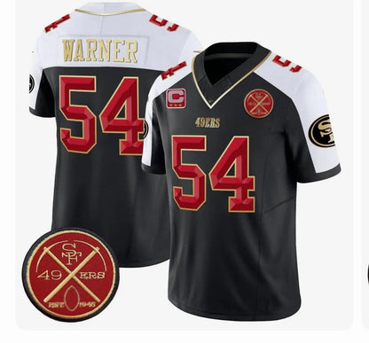 SF.49ers #54 Fred Warner Est.1946 Patch Vapor Limited Jersey V2 - All Stitched American Football Jerseys - Main View