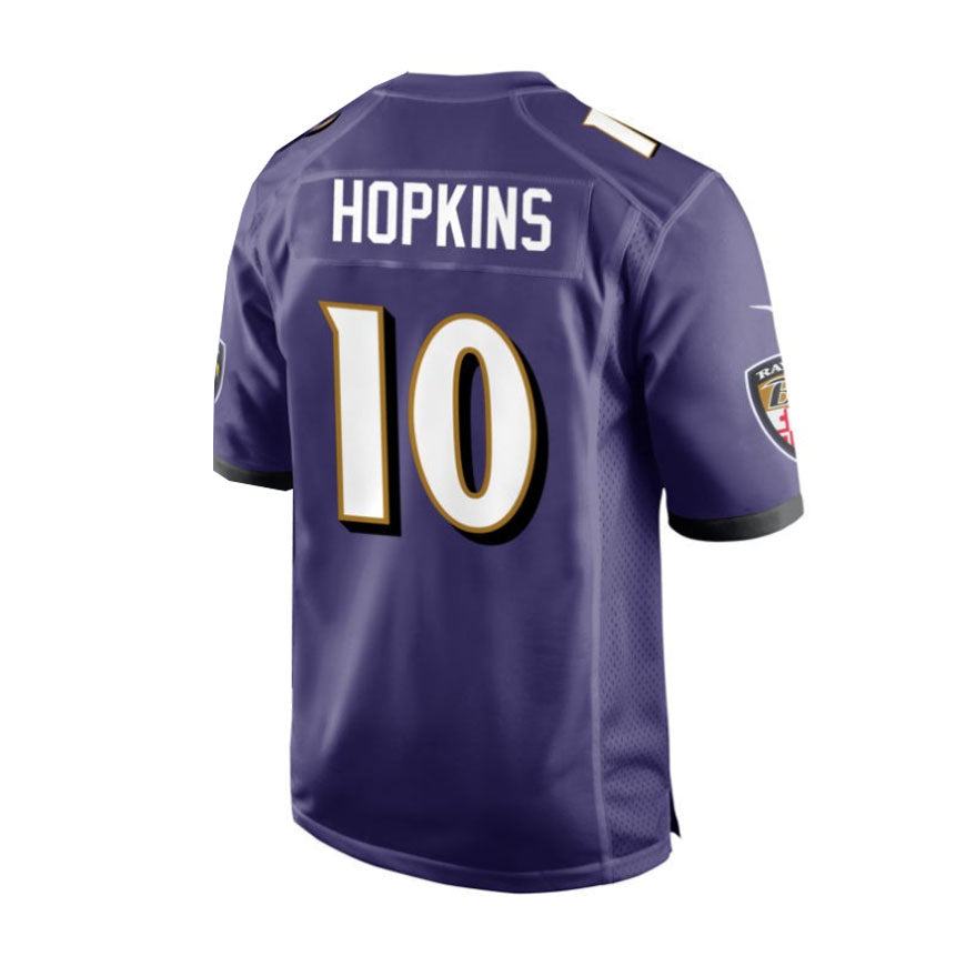 B.Ravens #10 DeAndre  Hopkins Purple Game Jersey Stitched American Football Jerseys - Main View