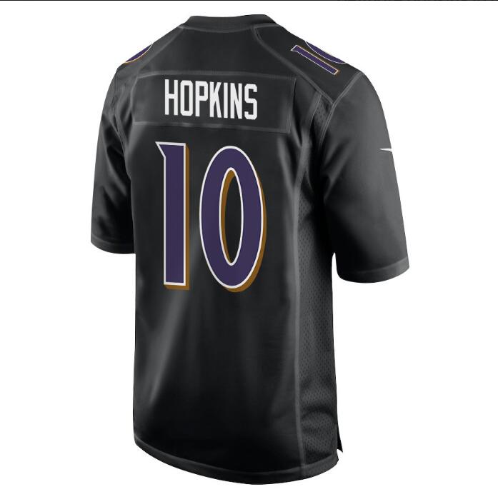 B.Ravens #10 DeAndre Hopkins Carbon Black Fashion Stitched American Football Jerseys - Main View