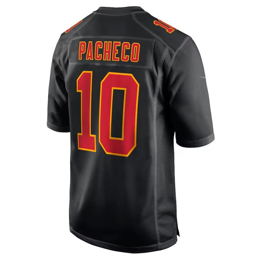 KC.Chiefs #10 Isiah Pacheco Black Carbon Fashion Game Player Jersey Football Jerseys - Main View