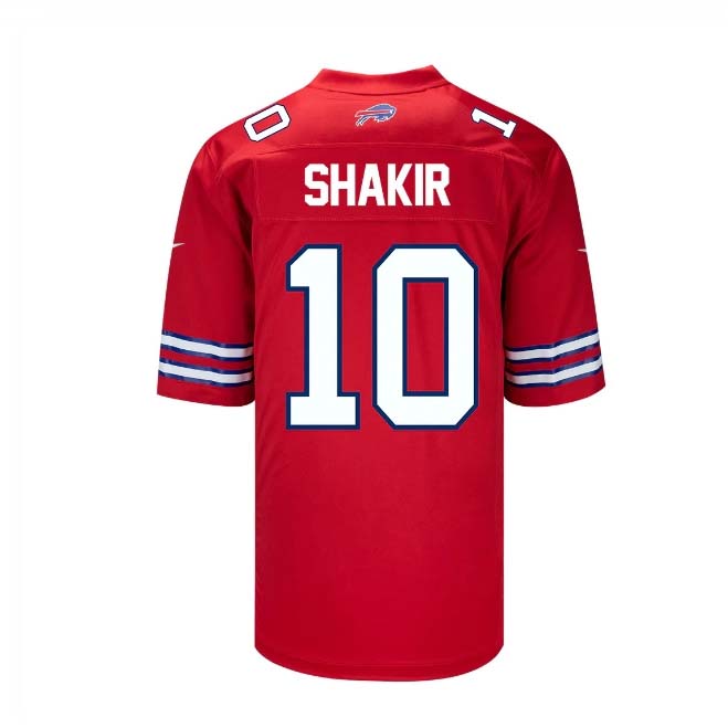 B.Bills #10 Khalil Shakir Game Jersey - Red Football Jerseys - Main View