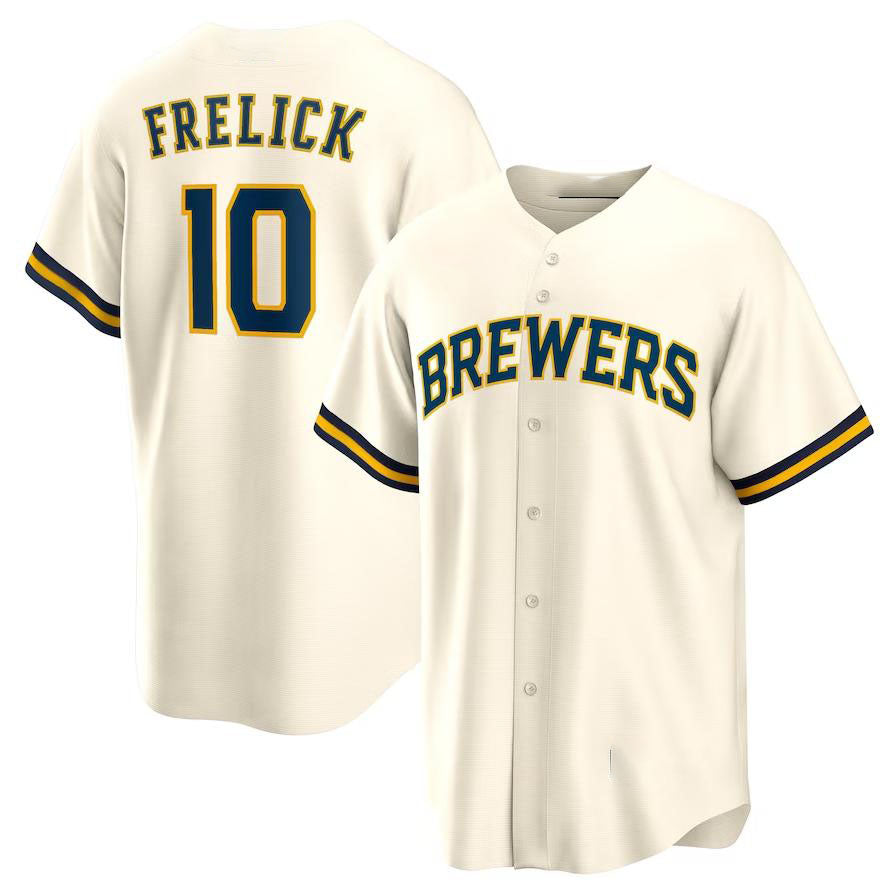 Milwaukee Brewers #10 Sal Frelick Cream Alternate Replica Player Jersey Baseball Jerseys - Main View