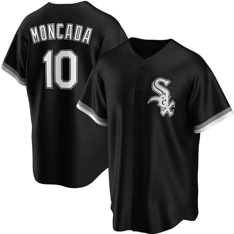 Chicago White Sox #10 Yoan Moncada Black Alternate Cooperstown Collection Replica Player Jersey Baseball Jerseys - Main View