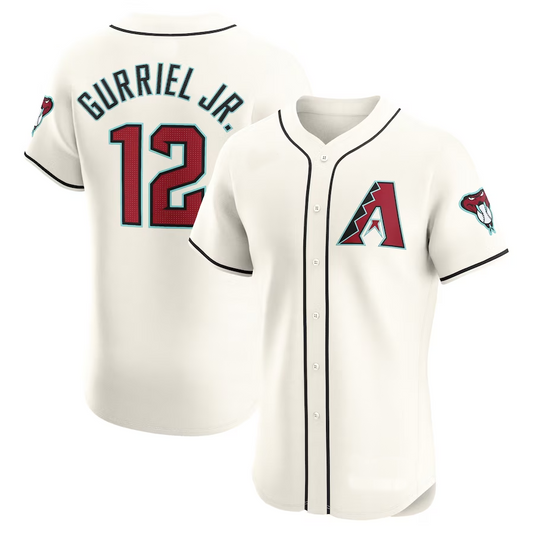 Arizona Diamondbacks #12 Lourdes Gurriel Jr. Home Elite Player Jersey - White Stitches Baseball Jerseys - Main View