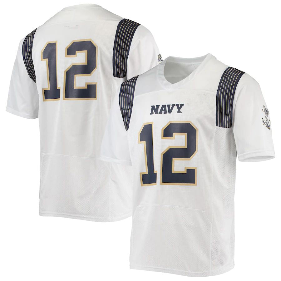 #12 N.Midshipmen Under Armour Replica Player Jersey White Stitched American College Jerseys - Main View