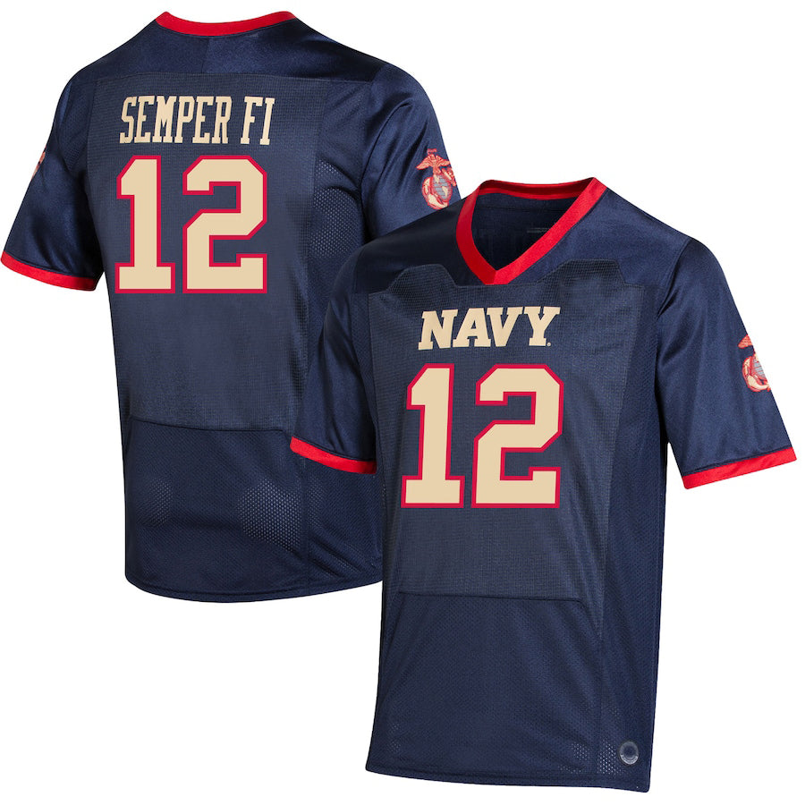 #12 N.Midshipmen Under Armour USMC Premier Special Game Replica Jersey Navy Stitched American College Jerseys - Main View