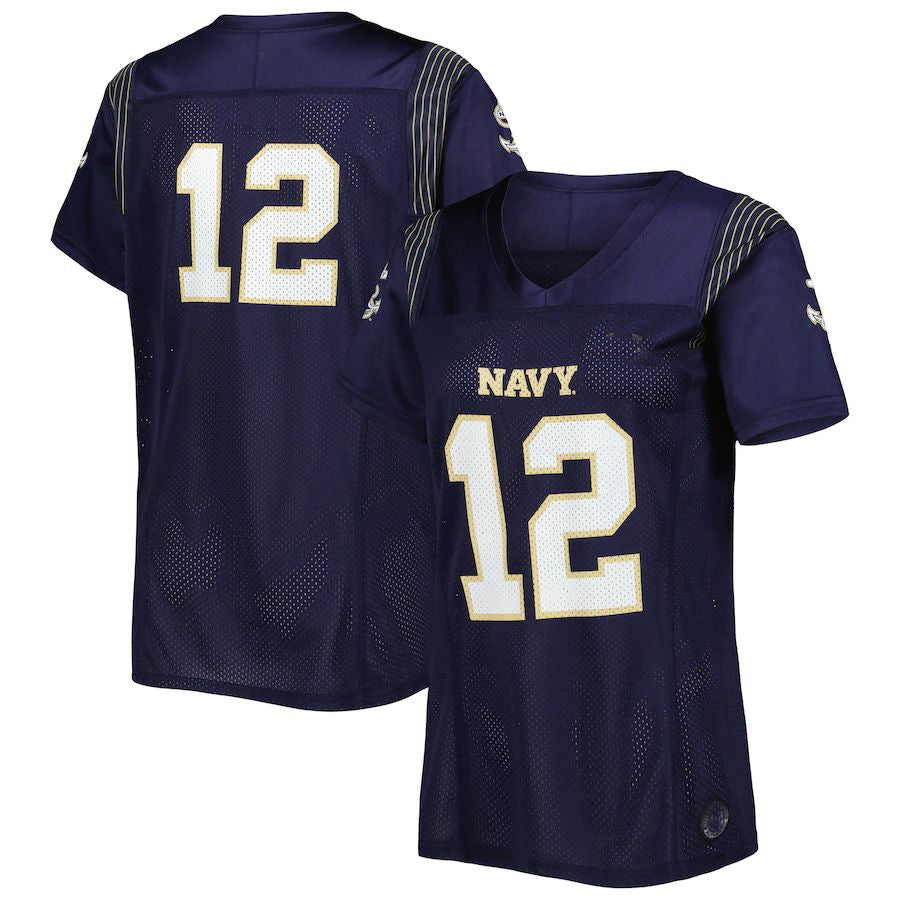 #12 N.Midshipmen Under Armour Women's Replica Team Football Jersey  Navy Stitched American College Jerseys - Main View