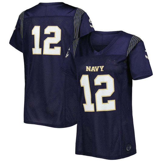 #12 N.Midshipmen Under Armour Women's Replica Team Football Jersey  Navy Stitched American College Jerseys - Main View