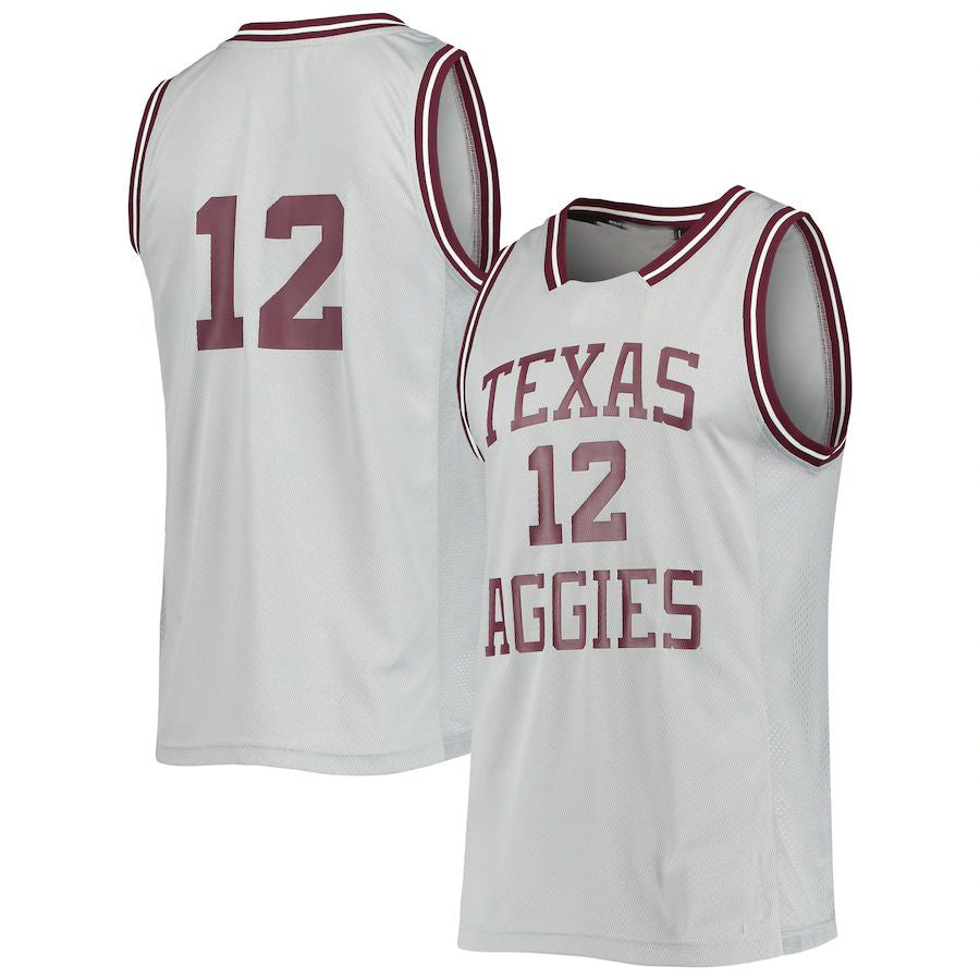 #12 T.A&M Aggies Reverse Retro Jersey Gray Stitched American College Jerseys - Main View