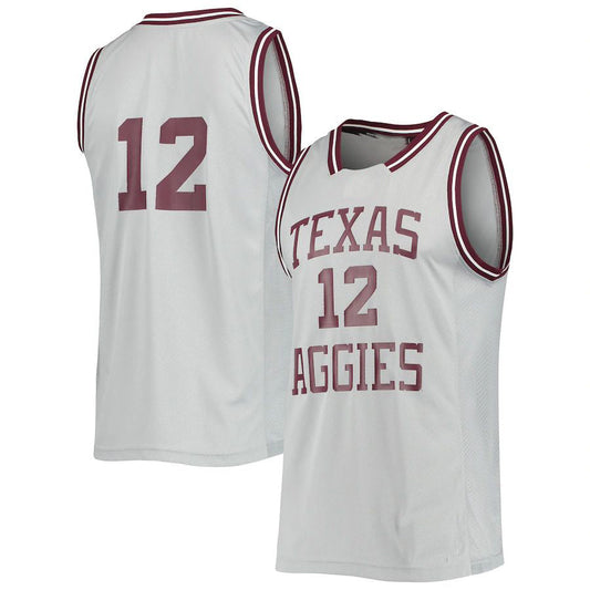 #12 T.A&M Aggies Reverse Retro Jersey Gray Stitched American College Jerseys - Main View