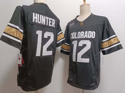 C.Buffaloes #12 Travis Hunter Black With XII Patch FUSE Vapor Stitched American College Jerseys - Main View