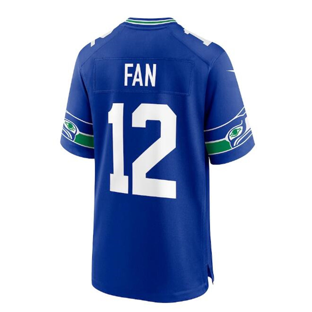 S.Seahawks #12th Fan Throwback Player Game Jersey - Royal Stitched American Football Jerseys - Main View