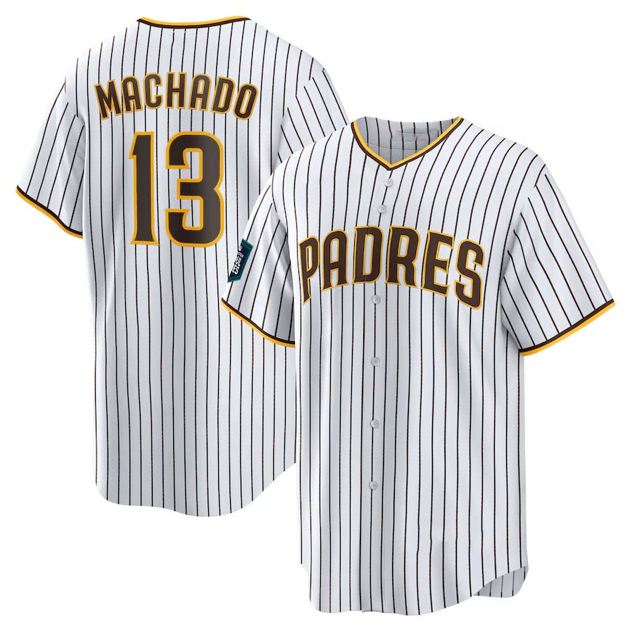 San Diego Padres #13 Manny Machado 2024 World Tour Seoul Series Home Replica Player Jersey - White Baseball Jerseys - Main View