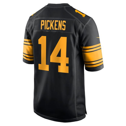 P.Steelers #14 George Pickens Replica Color Rush Black Stitched American Football Jerseys - Main View