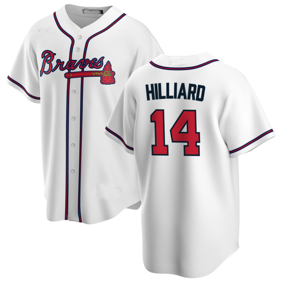 Atlanta Braves #14 Sam Hilliard White Alternate Authentic Player Jersey Stitches Baseball Jerseys - Main View