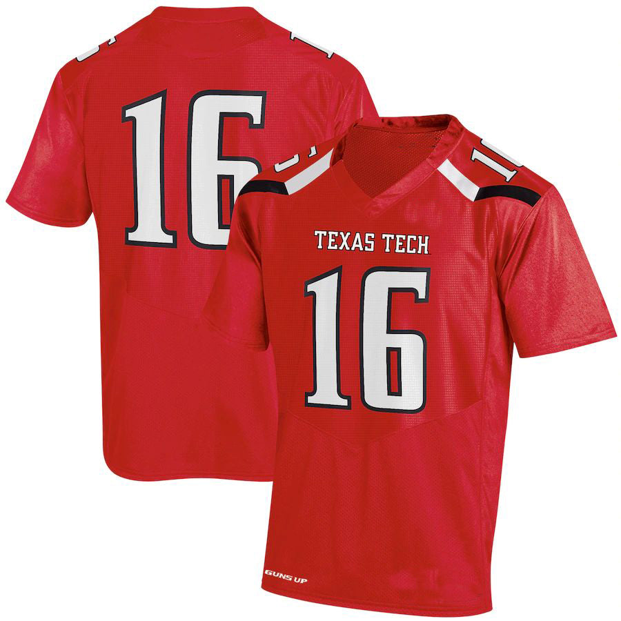 #16 T.Tech Red Raiders Under Armour Replica Jersey Red Stitched American College Jerseys - Main View