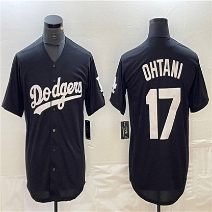 Los Angeles Dodgers #17 Shohei Ohtani Black Home Authentic Patch Jersey Baseball Jerseys - Main View