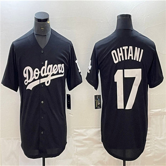 Los Angeles Dodgers #17 Shohei Ohtani Black Home Authentic Patch Jersey Baseball Jerseys - Main View