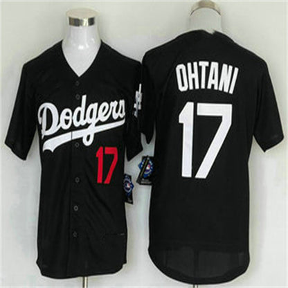 Los Angeles Dodgers #17 Shohei Ohtani Black Home Authentic Patch Jersey Baseball Jerseys - Main View