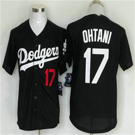Los Angeles Dodgers #17 Shohei Ohtani Black Home Authentic Patch Jersey Baseball Jerseys - Main View