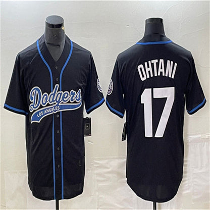 Los Angeles Dodgers #17 Shohei Ohtani Black Home Authentic Patch Jersey Baseball Jerseys - Main View