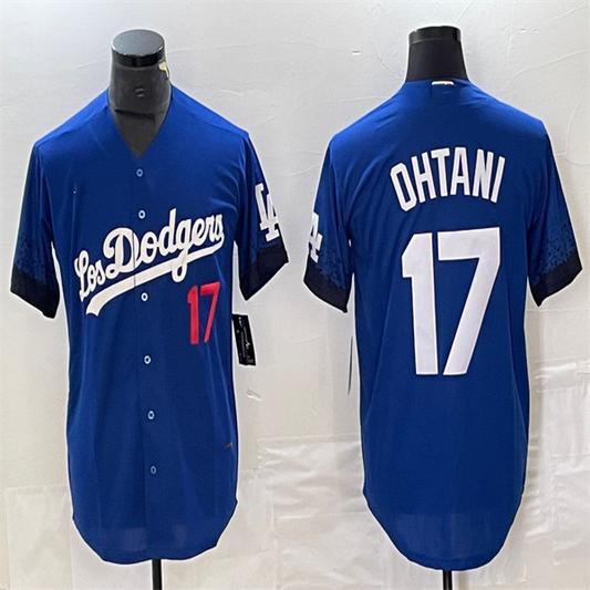 Los Angeles Dodgers #17 Shohei Ohtani Blue Home Authentic Patch Jersey Baseball Jerseys - Main View
