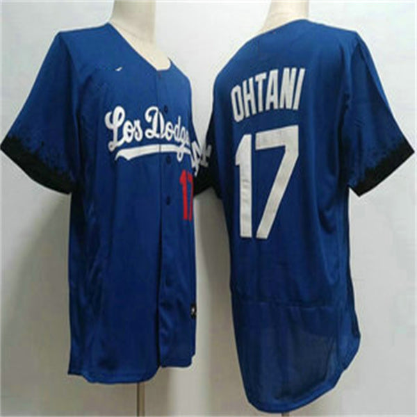 Los Angeles Dodgers #17 Shohei Ohtani Blue Home Authentic Patch Jersey Baseball Jerseys - Main View
