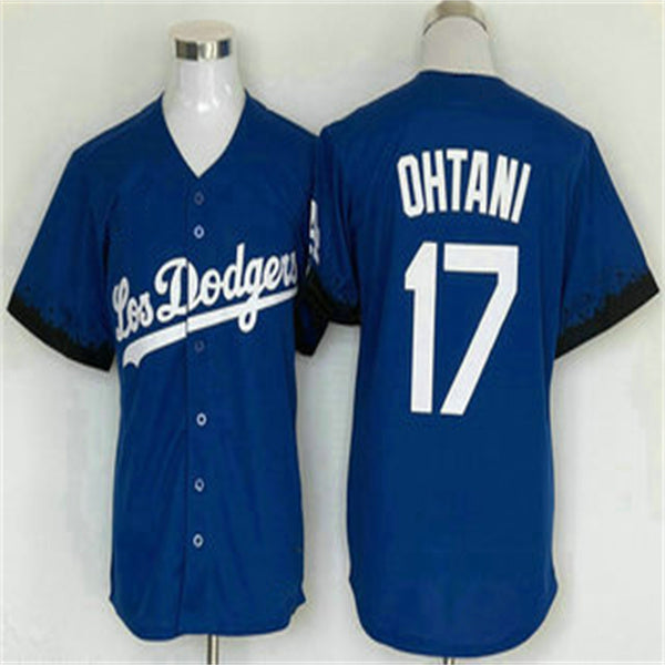 Los Angeles Dodgers #17 Shohei Ohtani Blue Home Authentic Patch Jersey Baseball Jerseys - Main View