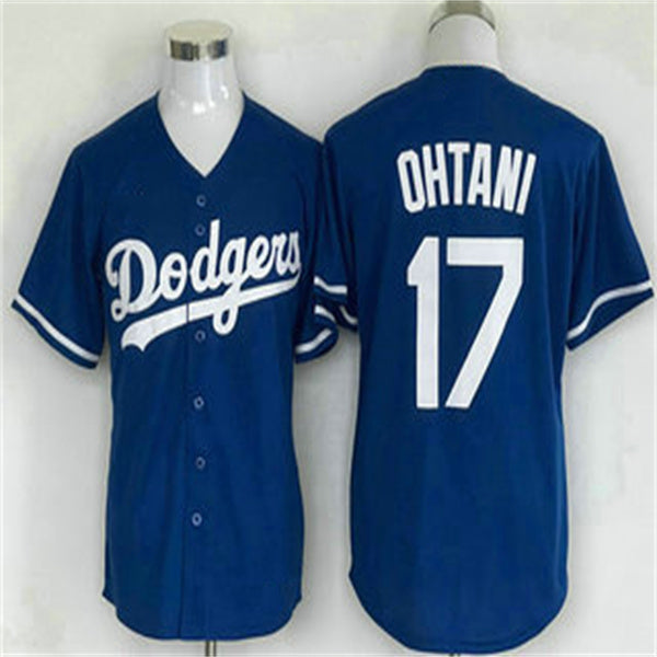 Los Angeles Dodgers #17 Shohei Ohtani Blue Home Authentic Patch Jersey Baseball Jerseys - Main View
