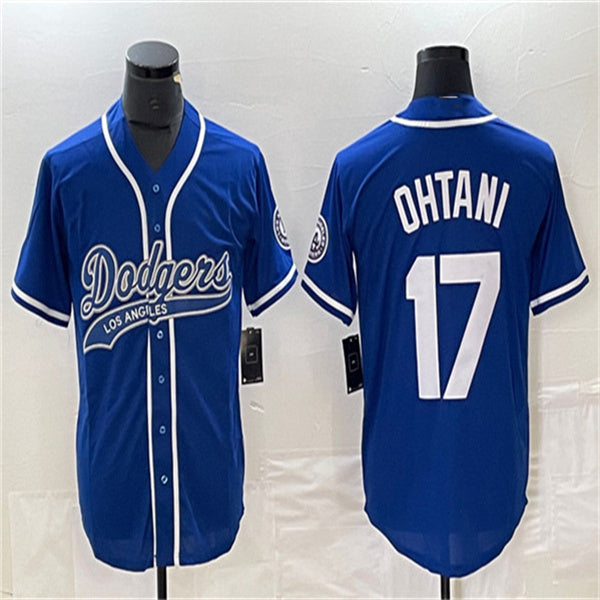 Los Angeles Dodgers #17 Shohei Ohtani Blue Home Authentic Patch Jersey Baseball Jerseys - Main View