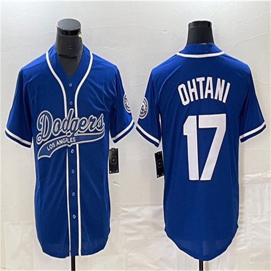 Los Angeles Dodgers #17 Shohei Ohtani Blue Home Authentic Patch Jersey Baseball Jerseys - Main View