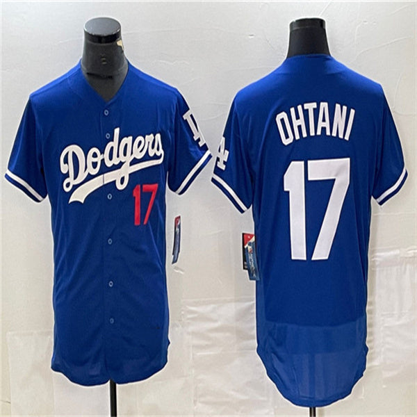 Los Angeles Dodgers #17 Shohei Ohtani Blue Home Authentic Patch Jersey Baseball Jerseys - Main View