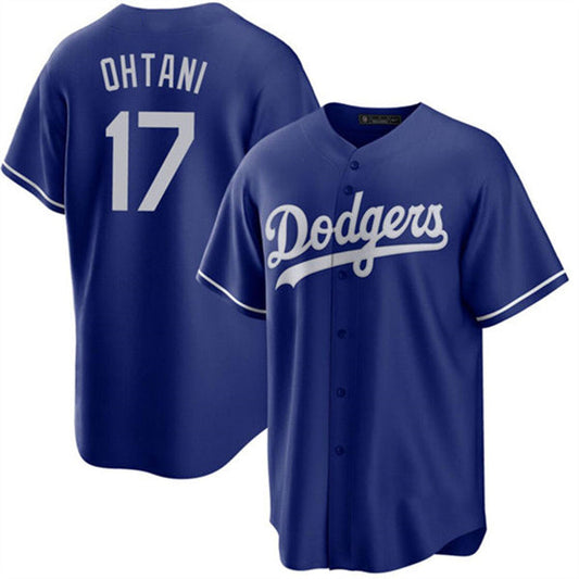 Los Angeles Dodgers #17 Shohei Ohtani Blue Home Authentic Patch Jersey Baseball Jerseys - Main View
