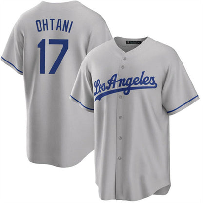 Los Angeles Dodgers #17 Shohei Ohtani Gray Home Authentic Patch Jersey Baseball Jerseys - Main View