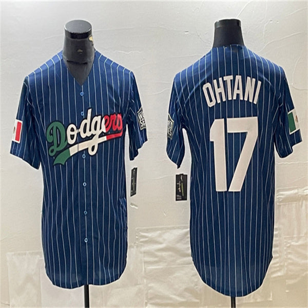 Los Angeles Dodgers #17 Shohei Ohtani Navy Home Authentic Patch Jersey Baseball Jerseys - Main View